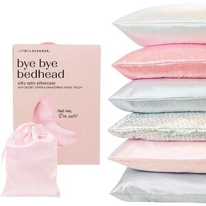 BYE BYE BEADHEAD Silky Satin Standard  Pillowcase in Pink by LEMON LAVENDER